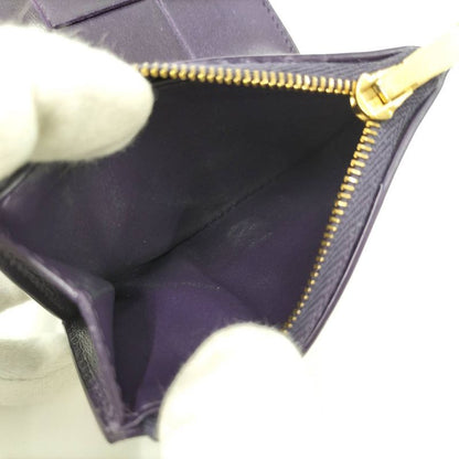 Bottega Veneta Trifold Wallet Intrecciato Small Leather Purple