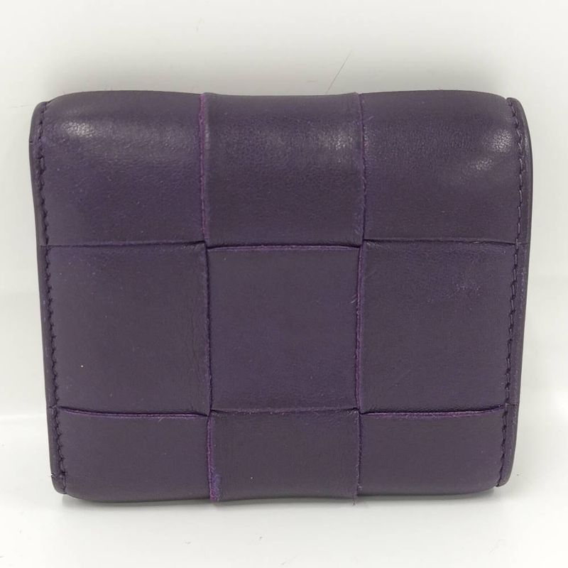 Bottega Veneta Trifold Wallet Intrecciato Small Leather Purple