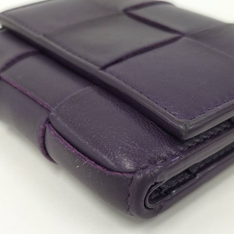 Bottega Veneta Trifold Wallet Intrecciato Small Leather Purple