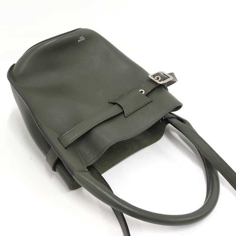 Celine Shoulder Bag Leather Khaki