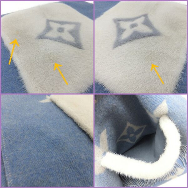 Louis Vuitton Cordray Cavic Scarf Cashmere Light Blue White Monogram Giant
