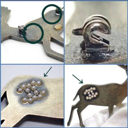 Chanel Brooch Reindeer Silver Costume Pearl Antique