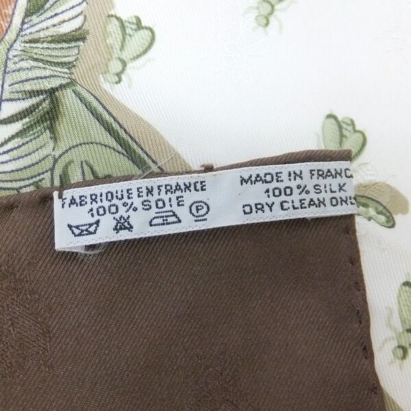 Hermes Carre 90 Scarf Silk Brown White Napoleon
