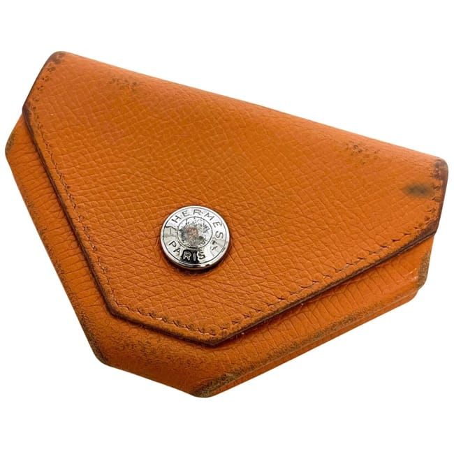 Hermes Coin Case Van Quatre Orange Purse Leather