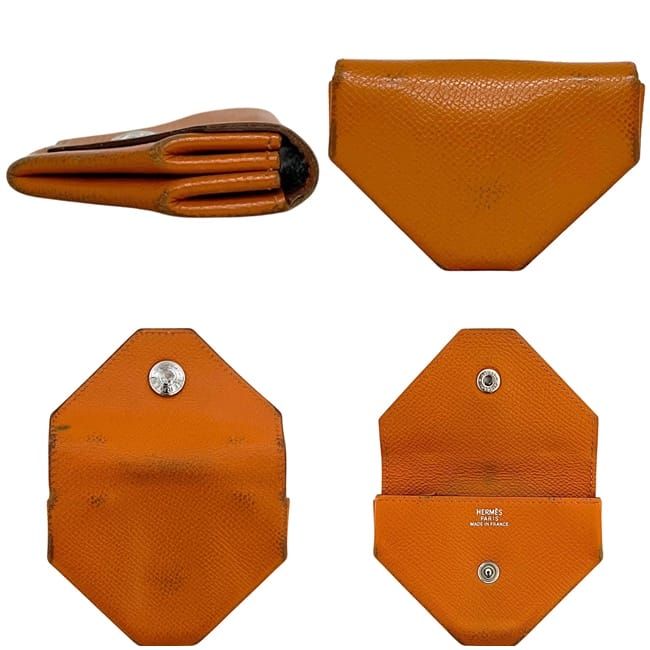 Hermes Coin Case Van Quatre Orange Purse Leather