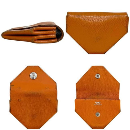 Hermes Coin Case Van Quatre Orange Purse Leather