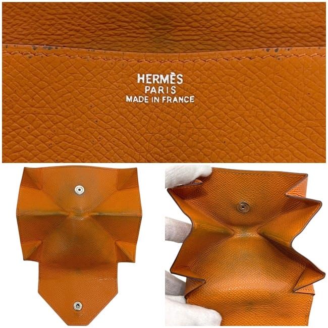 Hermes Coin Case Van Quatre Orange Purse Leather
