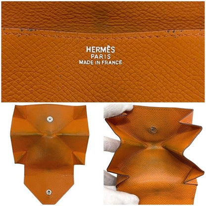 Hermes Coin Case Van Quatre Orange Purse Leather