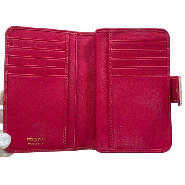 Prada Bifold Wallet Pink Peonia Folding Leather