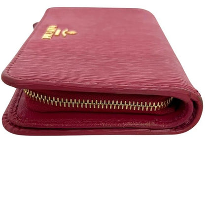 Prada Bifold Wallet Pink Peonia Folding Leather
