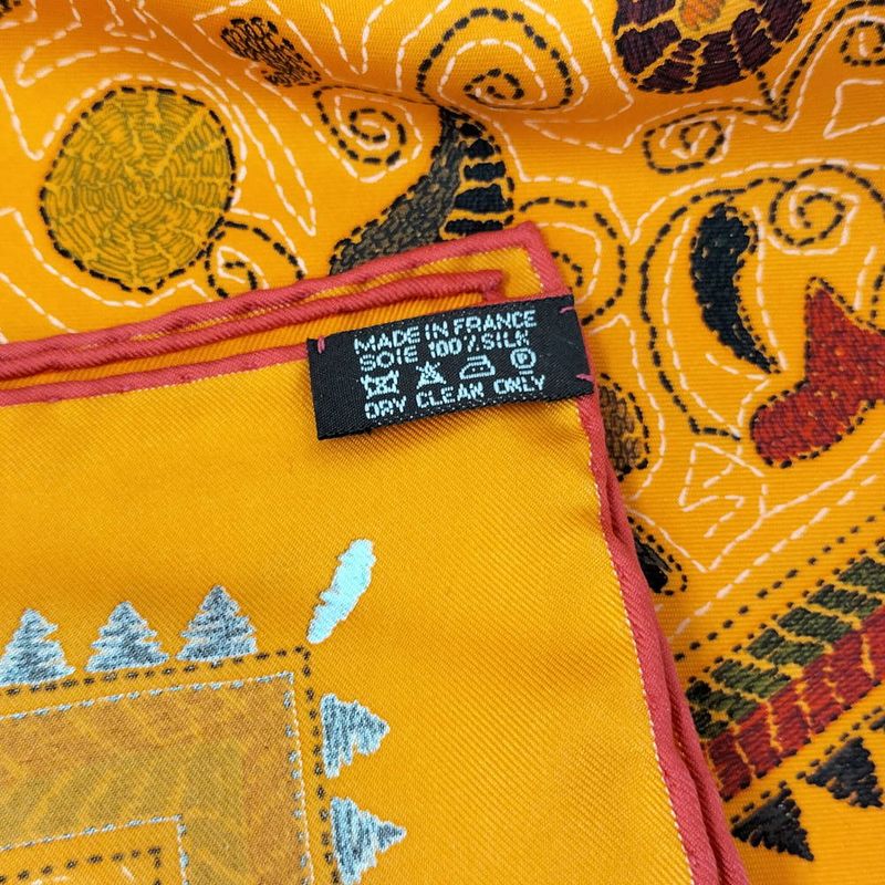 Hermes Carre 90 Scarf Kantha Silk Orange