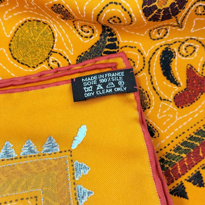 Hermes Carre 90 Scarf Kantha Silk Orange