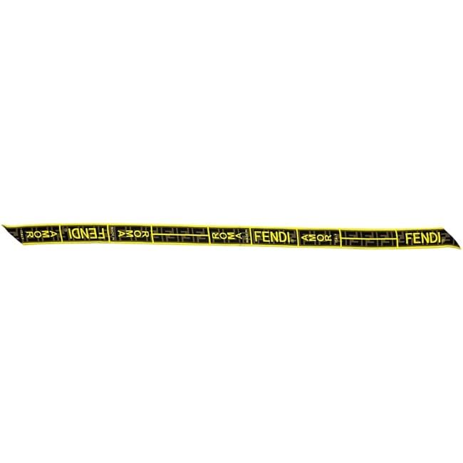 Fendi Ribbon Scarf Flappy Yellow Khaki Green Zucca