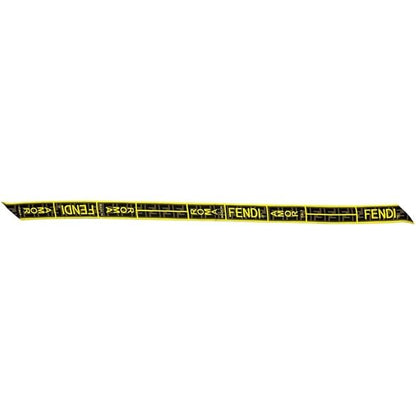 Fendi Ribbon Scarf Flappy Yellow Khaki Green Zucca