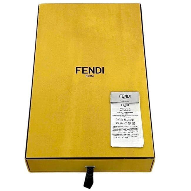 Fendi Ribbon Scarf Flappy Yellow Khaki Green Zucca