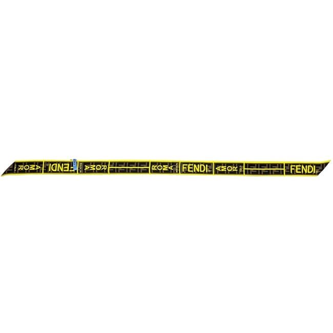 Fendi Ribbon Scarf Flappy Yellow Khaki Green Zucca