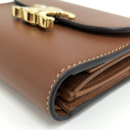 Celine Compact Wallet Small Triomphe Leather Brown Gold