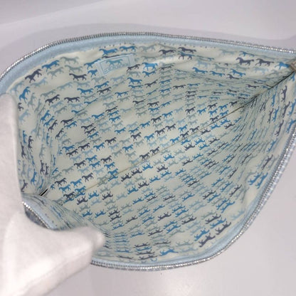 Hermes Caval Flat Pouch GM Canvas Light Blue Loafer