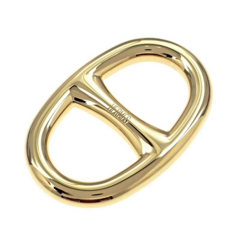 Hermes Scarf Ring Chaine D'ancre Perma Brass Gold Color Necklace Style Pendant