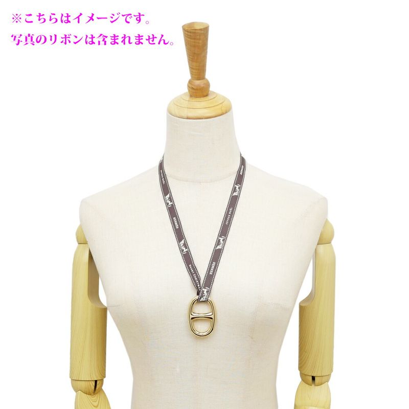 Hermes Scarf Ring Chaine D'ancre Perma Brass Gold Color Necklace Style Pendant