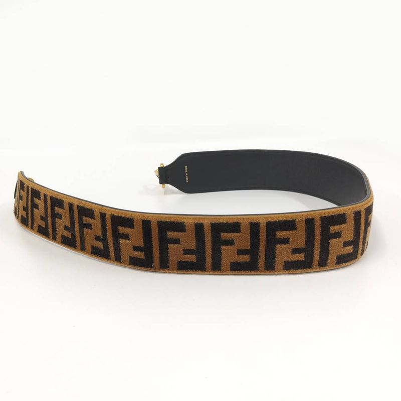 Fendi Shoulder Strap Fflogo Velour Brown