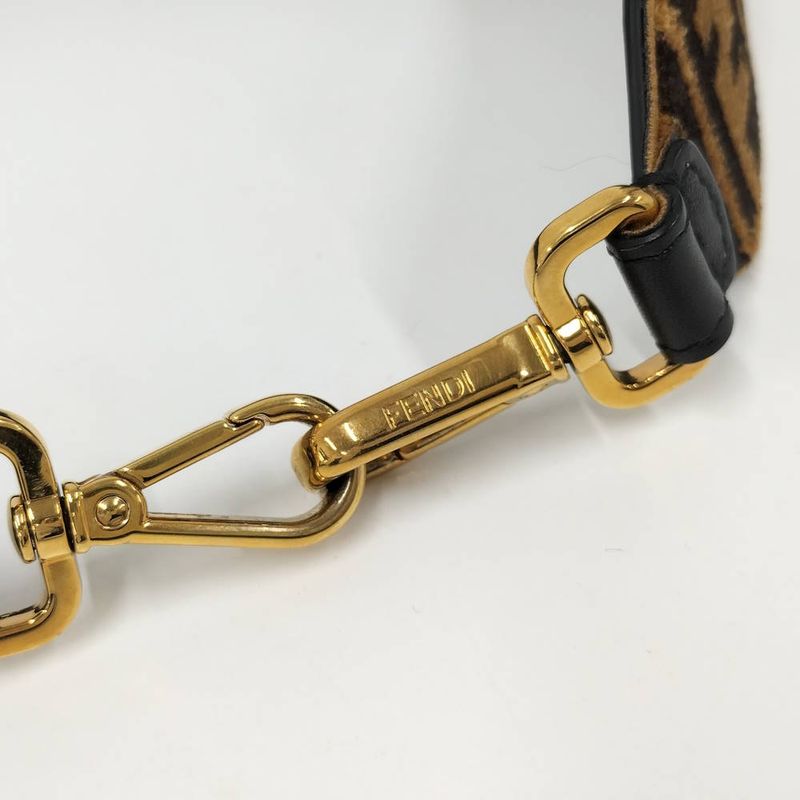 Fendi Shoulder Strap Fflogo Velour Brown