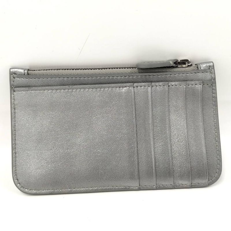 Balenciaga Coin Case Fragment Leather Silver
