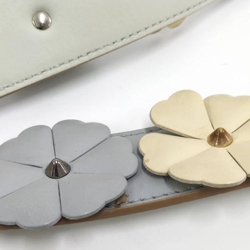 Fendi Shoulder Strap Flower Leather Gray Multicolor