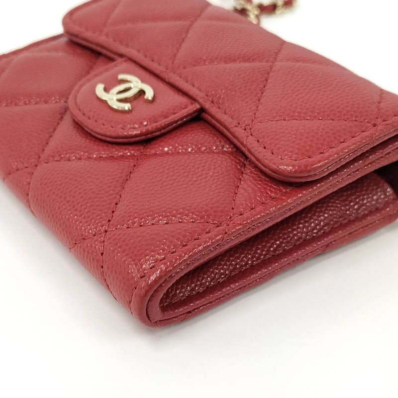 Chanel Chain Wallet Shoulder Bag Quilted Caviar Leather