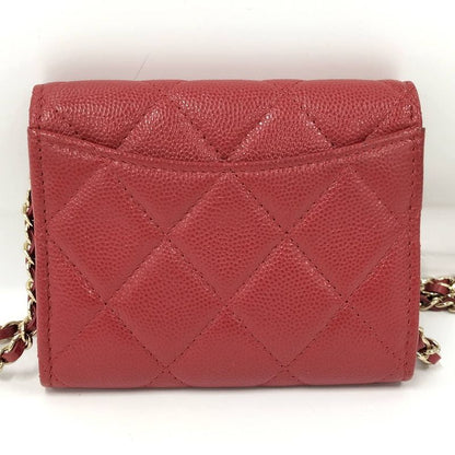 Chanel Chain Wallet Shoulder Bag Quilted Caviar Leather