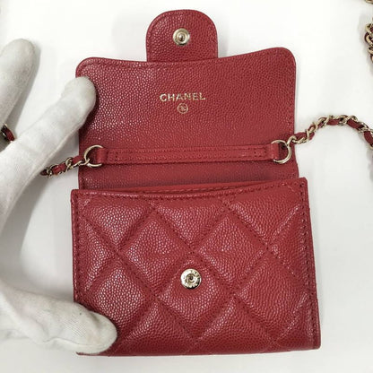 Chanel Chain Wallet Shoulder Bag Quilted Caviar Leather