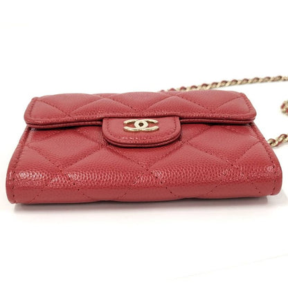 Chanel Chain Wallet Shoulder Bag Quilted Caviar Leather