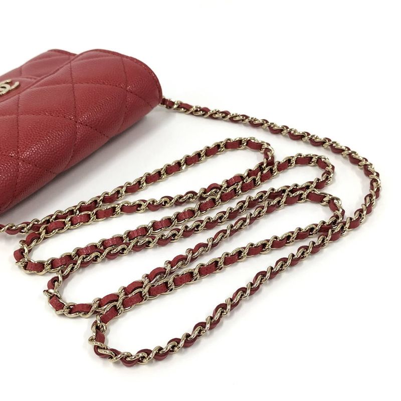 Chanel Chain Wallet Shoulder Bag Quilted Caviar Leather