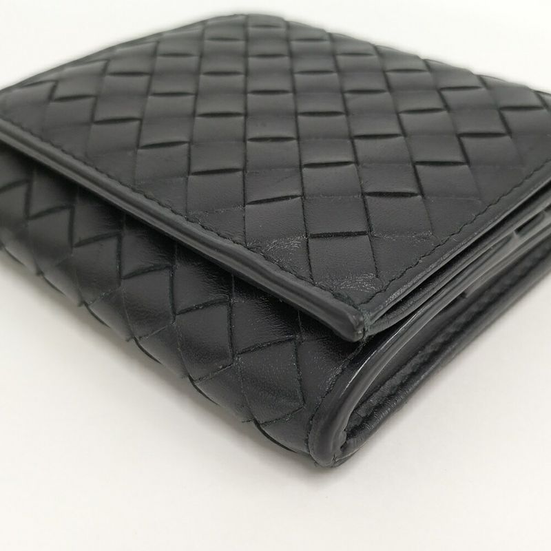 Bottega Veneta Bifold Wallet Intrecciato Leather Black