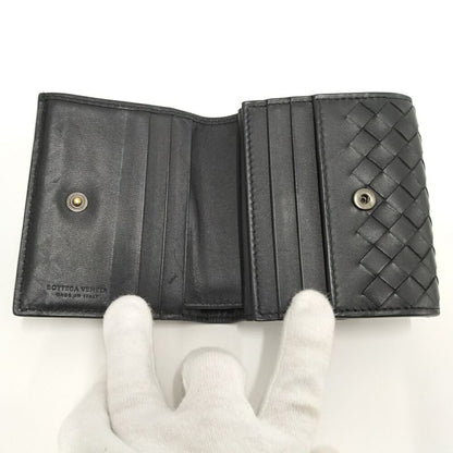 Bottega Veneta Bifold Wallet Intrecciato Leather Black