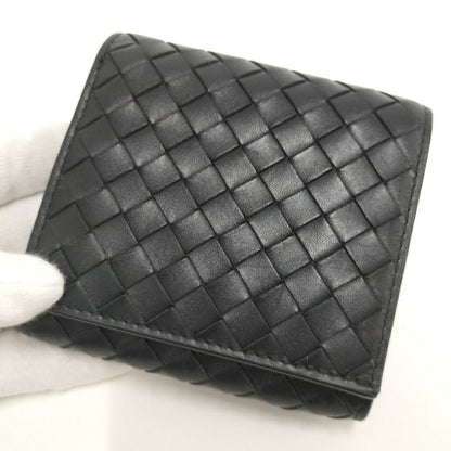 Bottega Veneta Bifold Wallet Intrecciato Leather Black