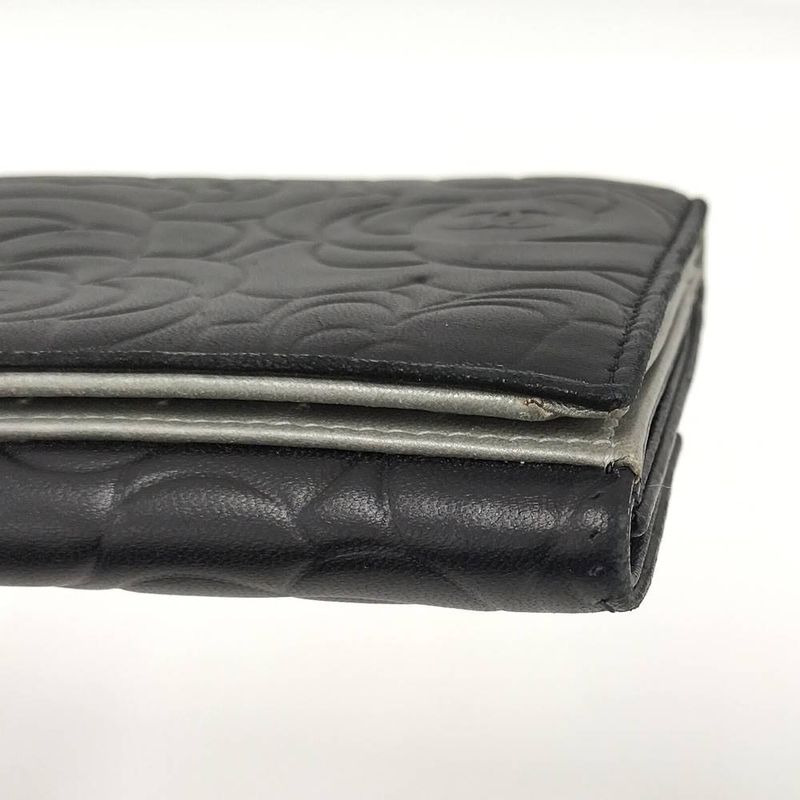 Chanel Camellia Bifold Wallet Leather Black