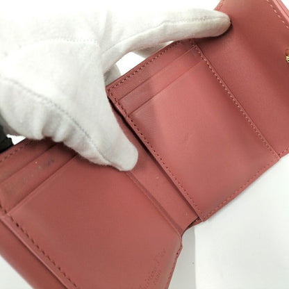 Dior Trifold Wallet Lady Lotus Leather Pink Coral