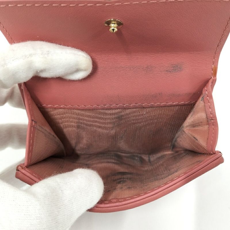 Dior Trifold Wallet Lady Lotus Leather Pink Coral