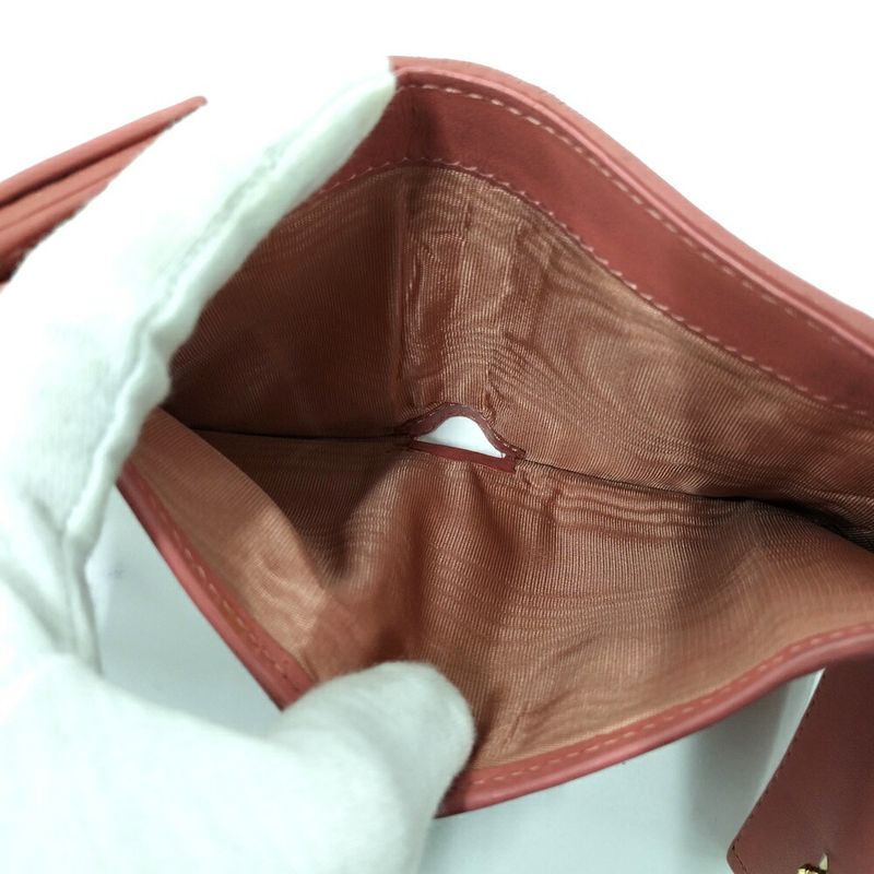 Dior Trifold Wallet Lady Lotus Leather Pink Coral