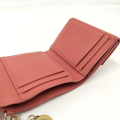 Dior Trifold Wallet Lady Lotus Leather Pink Coral