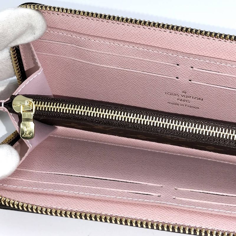 Louis Vuitton Portefeuille Clemence Zip Around Wallet Monogram Rose Velours