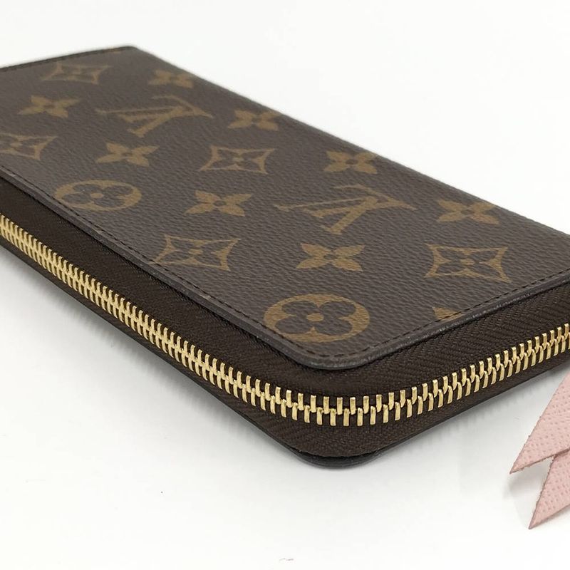 Louis Vuitton Portefeuille Clemence Zip Around Wallet Monogram Rose Velours