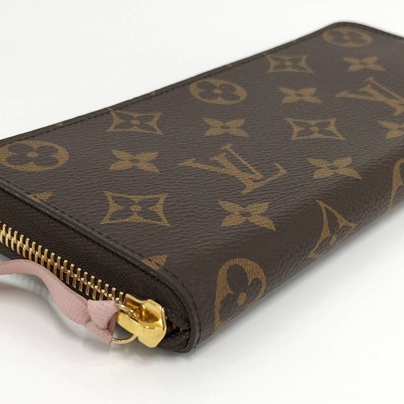 Louis Vuitton Portefeuille Clemence Zip Around Wallet Monogram Rose Velours