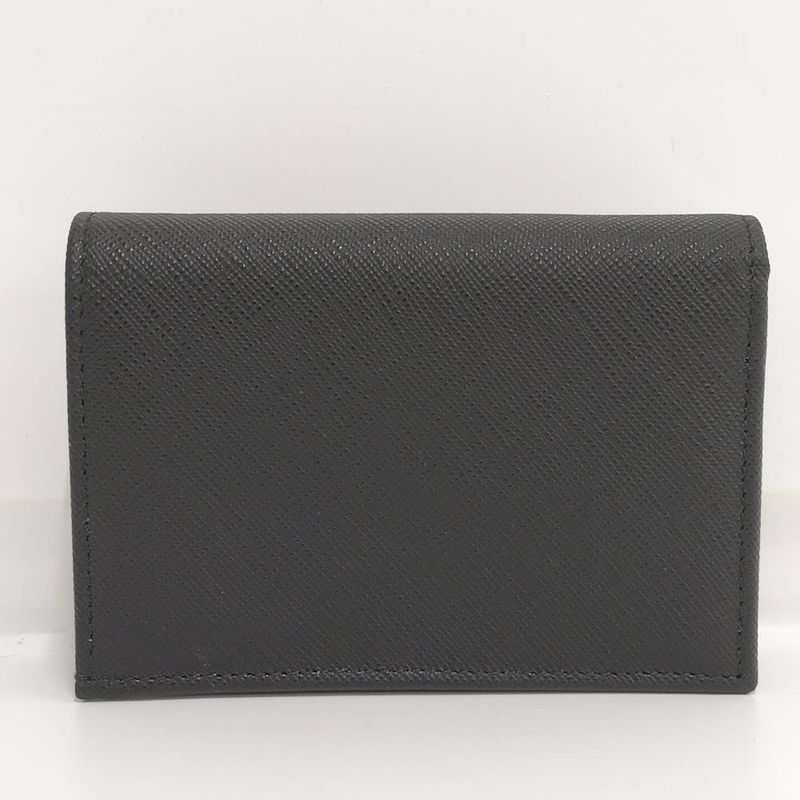 Prada Compact Wallet Bifold Triangle Logo Saffiano Leather Black
