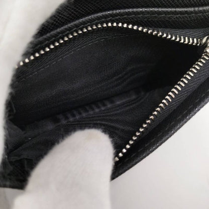 Prada Compact Wallet Bifold Triangle Logo Saffiano Leather Black