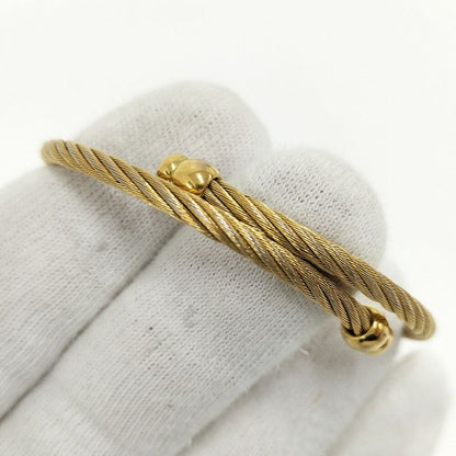 Gucci Bangle Watch SS Quartz Gold Plated Black Dial
