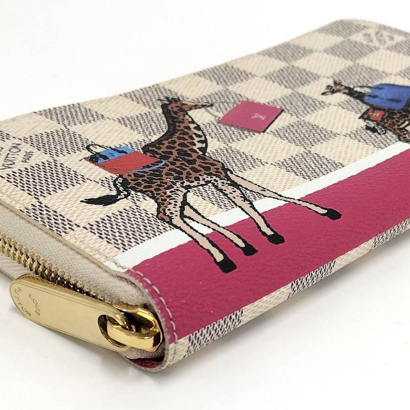 Louis Vuitton Zippy Wallet Zip Around Kirin Christmas Limited Damier Azur