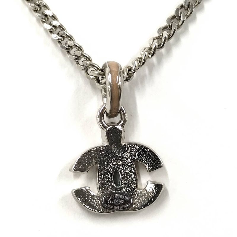 Chanel Necklace Logo CC Silver Plated