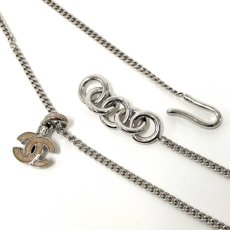 Chanel Necklace Logo CC Silver Plated